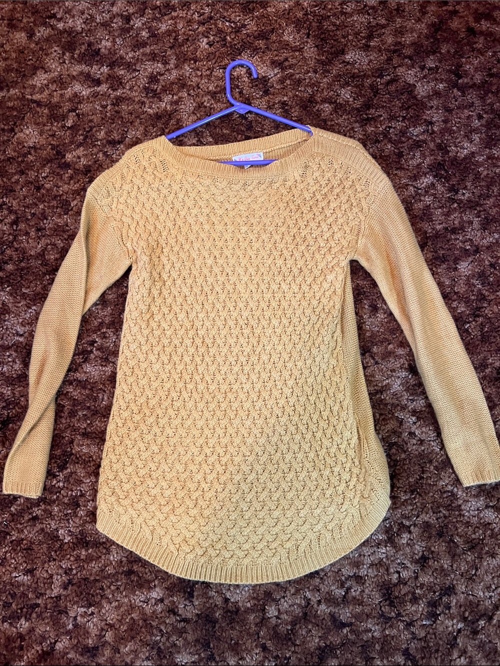 Women’s Mustard Cable Knit Sweater - Lightweight Pullover